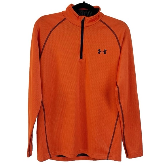 Under Armour Cold Gear Men’s 1/4 Zip Pullover Long Sleeve Top Orange Medium - Picture 1 of 8